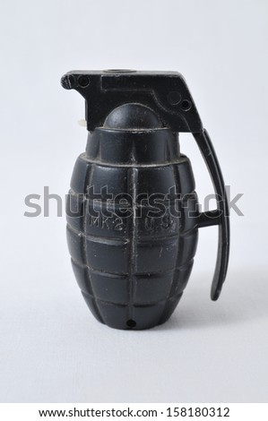 One Black Hand Grenade on a White Background
