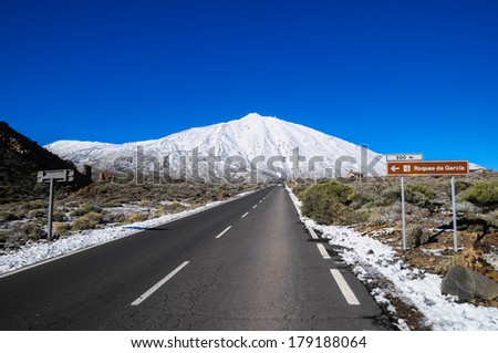 Snow Desert Landscape in Volcan Teide National Park, Tenerife, Canary Island, Spain