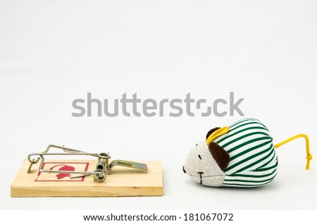 Wooden Mouse Trap on a White Background