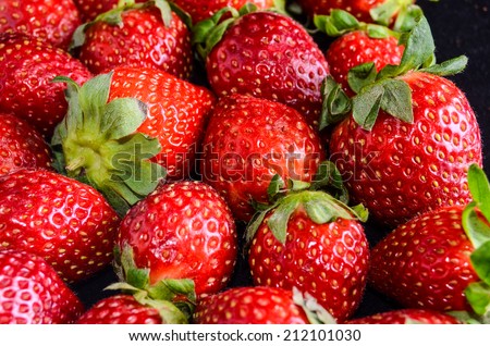 Red Fresh Ripe Strawberry Fruit Background Texture
