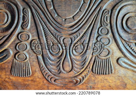 Antique Carved Wood Bas Relief of Polinesian Art