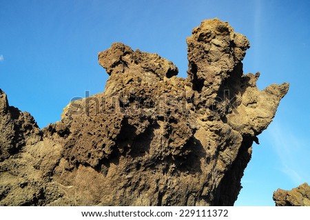 Dry Hardened Lava Rocks Landscape of a Dormant Volcano