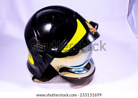 Black Italian Firefighter Helmet on a White Background