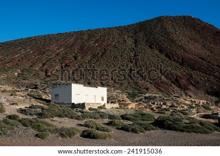 White Spanish house in the desert Canary Island