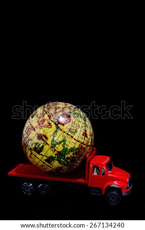 Truck With Earth Globe Delivery Transportation Concept
