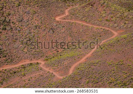 Aerial View of a Desert Road in the Canary Islands