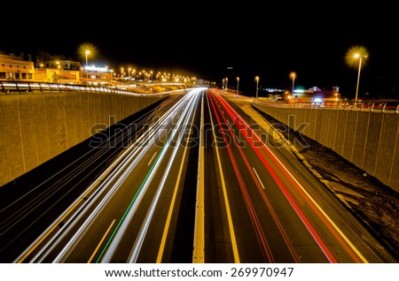 Picture of an Highway Road in the Night Time