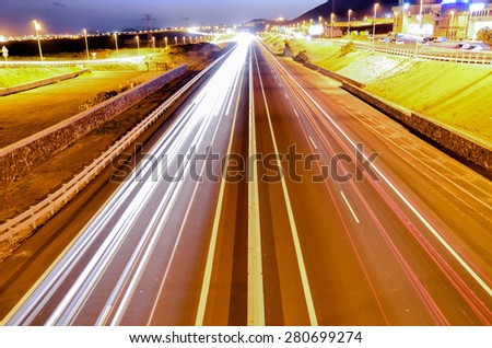 Picture of an Highway Road in the Night Time
