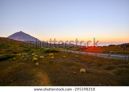 Sunset Desert Landscape in Tenerife Canary Island Spain