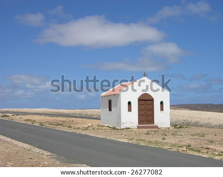 picture of a white small church in cabo verde,  africa