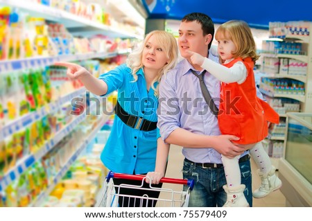 Family is shopping at the store