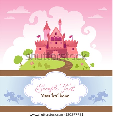 Card With Cartoon Castle Stock Vector Illustration 120297931 : Shutterstock