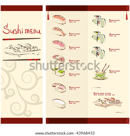 Sample Menu Templates on Sushi Menu Template Stock Vector 43968433   Shutterstock