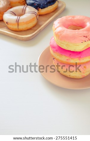 Pink donuts in sweet retro color