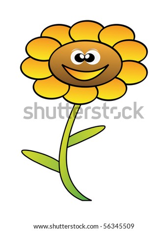 Cartoon Flower Isolated On White Background Stock Vector Illustration