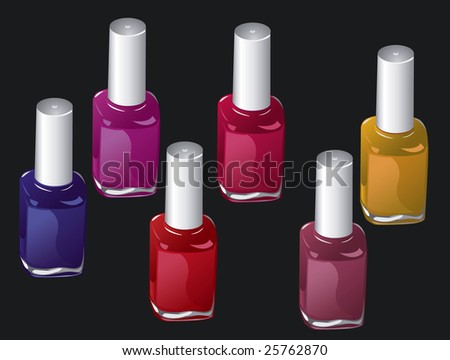 bright nail polish colors. Six bottles of nail polish
