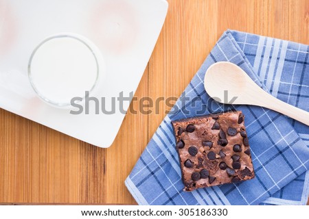 Top view of Cookies and milk on a beautiful morning, put on the table ready to eat. Perfect composition