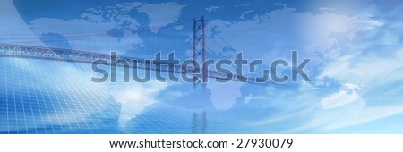 Bridge across the world connotating Link between continents or just general link concept...