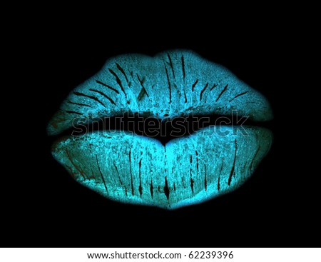 grunge kiss lip print with black background