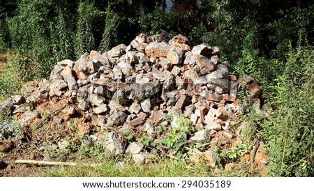 Pile of concrete debris from a demolished structure
