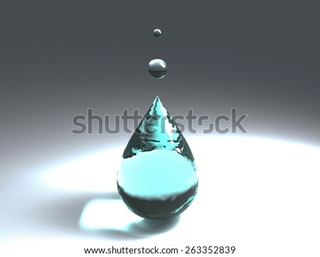 single blue shiny water drop