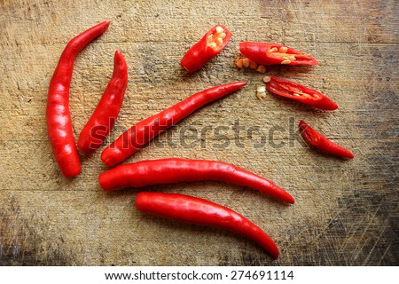 Red chillies slices