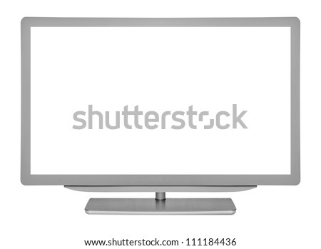flat television on the white backgrounds.  monitor computer