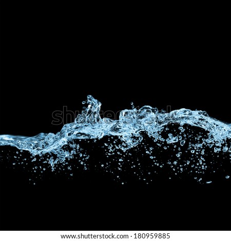 Blue water and air bubbles in the pool over black background with space for text