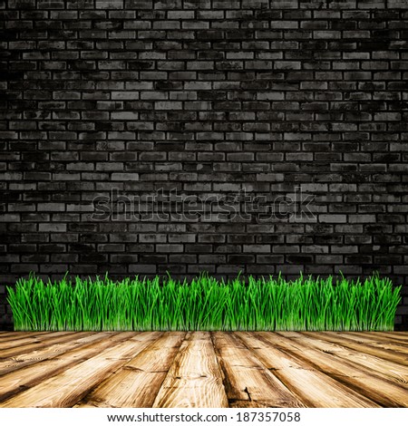 wood textured backgrounds in a room interior on the grass, brick background
