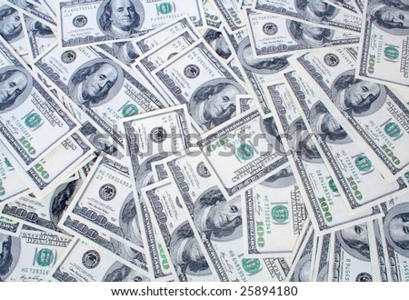 big pile of money. stack of american dollars