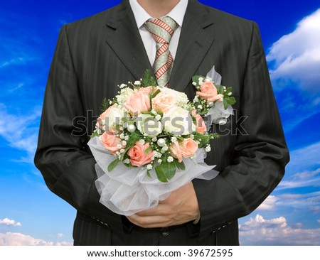 Man with the bouquet of bride
