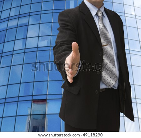 man with an open hand ready to seal a deal