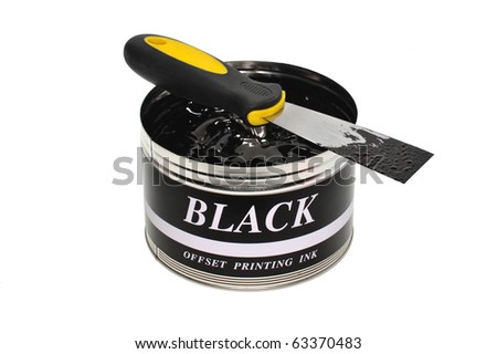 Black Color Offset Printing Ink On A White background