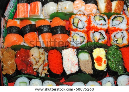 Assortment Of Japanese Rice Roll, Sushi