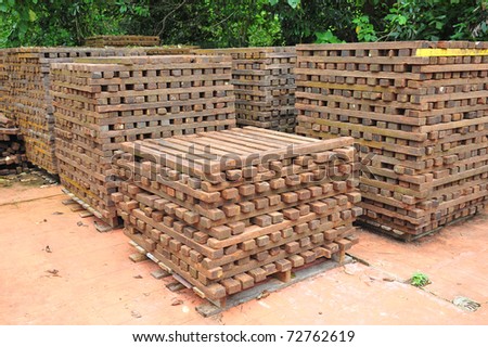 Pallets Of Timber Stacked Outdoor To Dry