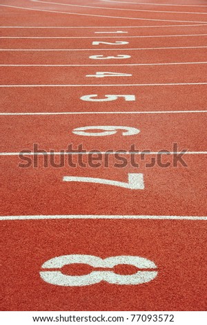 Number Lanes  At The Starting Point  Of A Running  Track