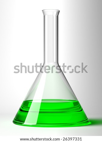 Retort with green liquid