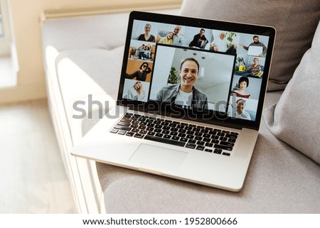Beautiful young woman having video conference call via computer. Call Meeting. Home office. Stay at home and work from home concept during Coronavirus pandemic