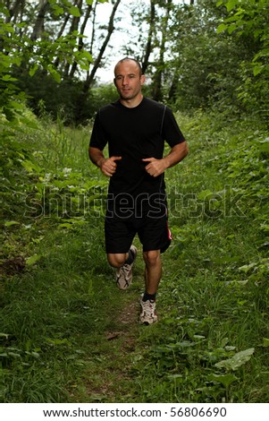 Fit male trail running