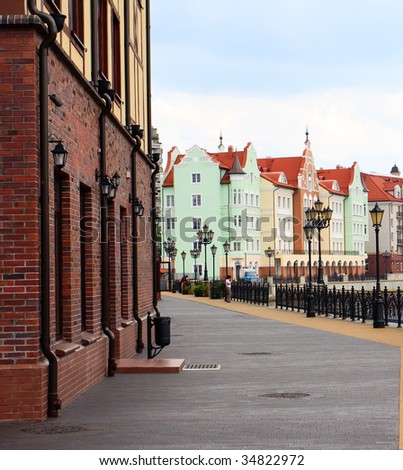 View of the street of an old city of Kenigsberg (Kaliningrad) in Russia