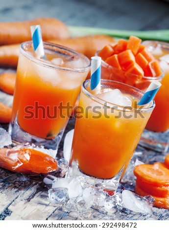Orange icy cocktail, selective focus