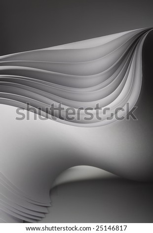 Abstract waved pages on the grey background