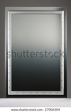Square gray reflecting mirror indoor isolated in studio