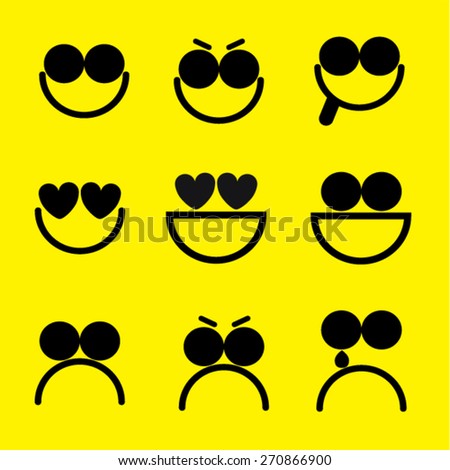 Vector creative cartoon style smiles with different emotions