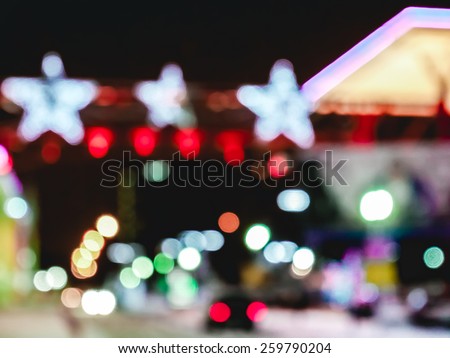De-focus defocus blurred bokeh traffic stars and lights. Night city