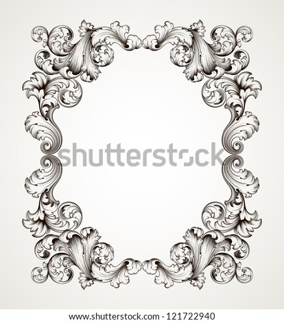 vector vintage border frame engraving with retro ornament pattern in antique baroque style decorative design vector vintage border frame engraving with retro ornament pattern in antique baroque style decorative design