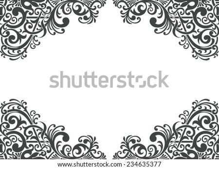 vintage baroque border frame card cover background engraving filigree flower motif arabic retro floral pattern ornate