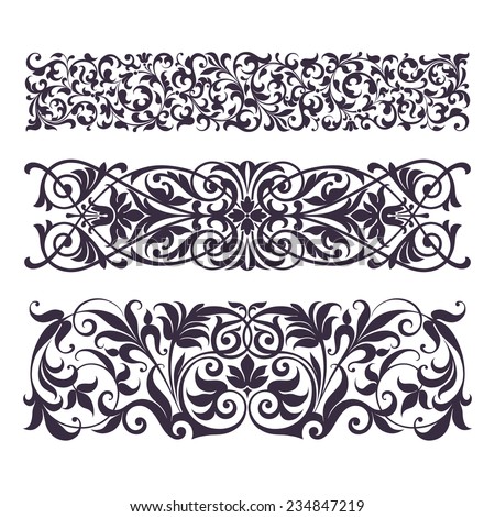 set vintage ornate border frame filigree with retro ornament pattern in antique baroque style arabic decorative calligraphy design