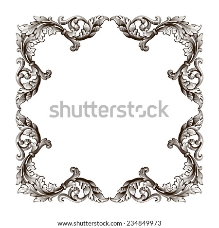 vintage border  frame filigree engraving  with retro ornament pattern in antique baroque style ornate decorative antique calligraphy design