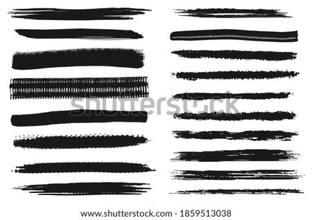 Art brush line. Paintbrush icon set isolated on white background. Hand-drawn grungy texture collection. paint brush stroke, charcoal smear, black ink line or rough acrilic abstract illustration